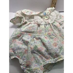 Karola Dress Set Girls 3-6 Months Pastel Floral Lace Collar Bloomers Cute